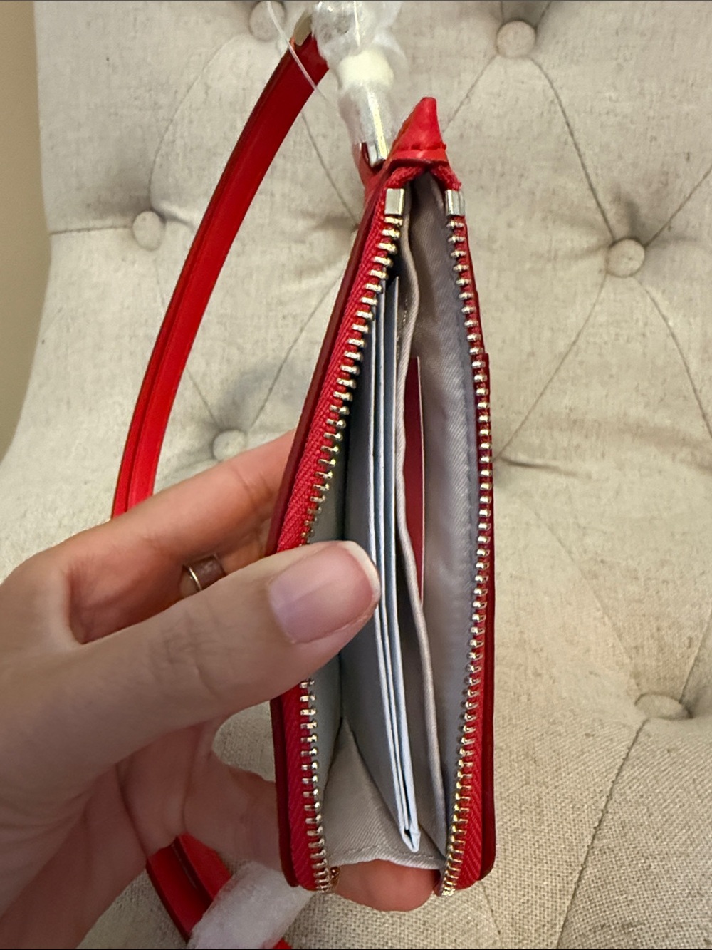 kate spade red saffiano leather lanyard cardholder - Picture 3 of 3